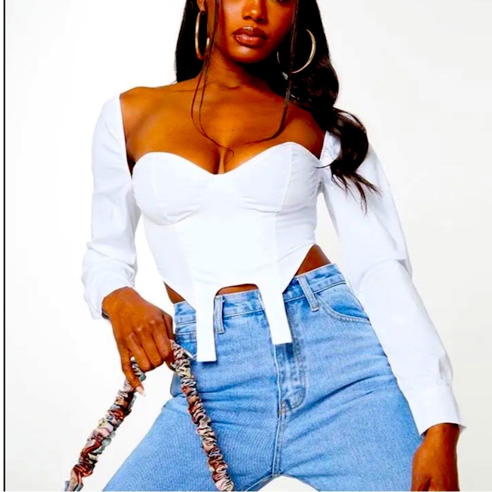 White Woven crop top